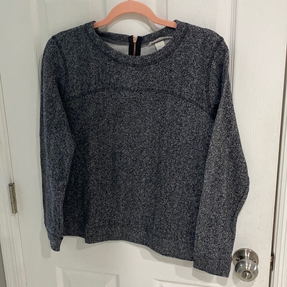 H&M Gray Sweater Rose Gold Back Zip Marled Knit Zipper Detail Size M